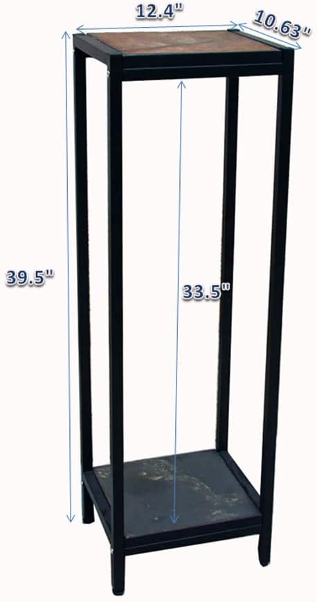 Zhongma 2 Tier 39.5" Tall Plant Stand with Slate Top Square Flower Shelf for Balcony, Home, Garden, Backyard Patio with Adjustable Leveling Feet