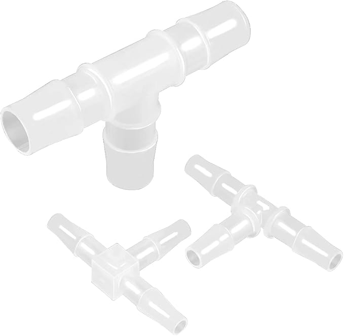 1/2" Tee Fitting Equal Barb 3 Way Hose Barb Fitting,Splicer Joint Mender Adapter Union Fitting for Fuel Gas Liquid Air (Pack of 5)