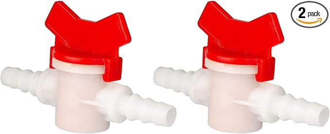 2 Pack Barbed Ball Valve 3/4" OD In-Line Ball Valve Shut-Off Switch with Hose Barb for Drip Irrigation and Aquariums Agricultura Garden