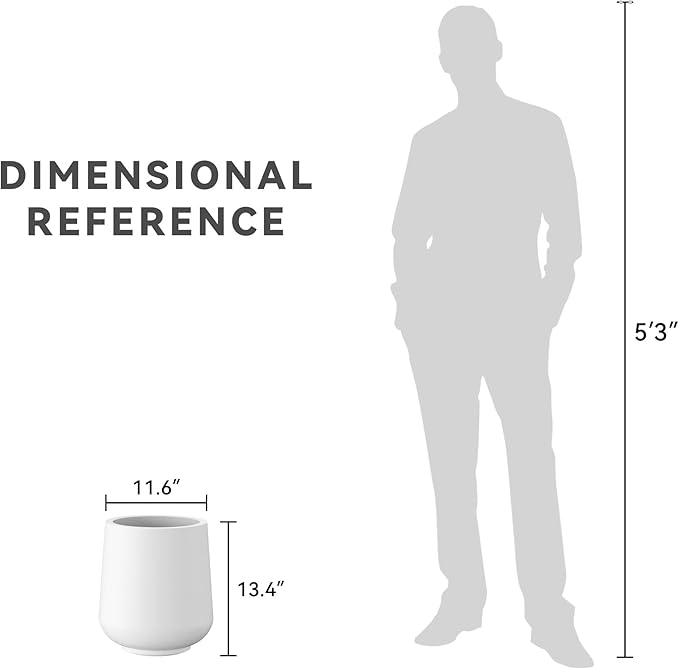 Kante 11.6" Dia Round Concrete Planter, Outdoor Indoor Large Plant Pots Containers with Drainage Hole and Rubber Plug for Home Garden Patio, Pure White