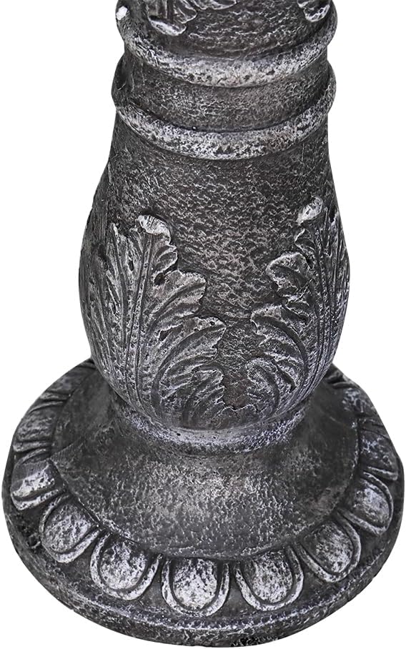 24.4" H Cement Bird Bath for Garden- Fibre Reinforced Concrete Bird Baths for Outdoors, Large Size Vintage Carved Pedestal Birdbath for Patio, Yard, Lawn -20”Dia. X 24.4”H Bird Fountain
