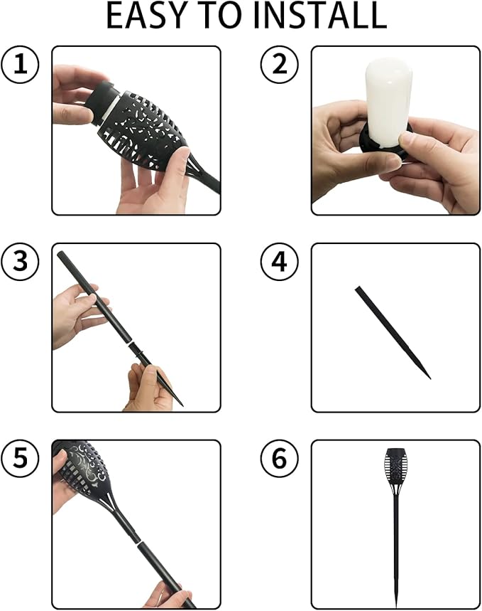 12 Pack Solar Torch Lights Outdoor Waterproof - Blue Flickering Flame, Outdoor Solar Garden Lights for Yard, Tiki Torches for Outside Patio Pathway Decorations