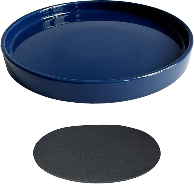 Ceramic Plant Saucer Pot Tray 12 Inch, Planter Saucers 4 5 6 7 8 9 10 11 12 Inch for Indoors Outdoor, Durable Sturdy Flower Drainage Tray for Glazed Pots Base (12.5 Inch-Blue)