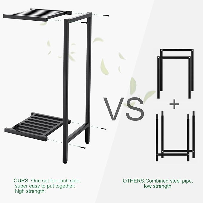 Zhongma 2 Tier 30" Tall Indoor Outdoor Plant Stand Heavy Duty Metal Flower Stand for Patio, Home, Garden, 220 LBS Capacity & Heavy Duty Construction