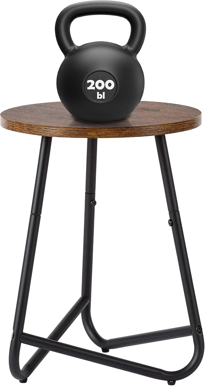 Indoor Plant Stand,Mid Century Wood Stand Plant Table,Modern Plant Stool for Outdoor,Metal Tall Holder for Flower Pots,Small Round Side End Table (Rustic Brown, 15 inch set of 2)