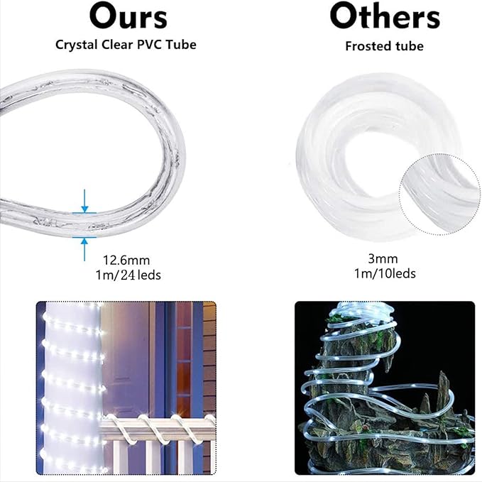 100ft LED Rope Lights Outdoor, 720 LED Connectable and Flexible Tube Lights with 8 Modes, Waterproof LED Rope Lighting for Garden, Patio, Pool, Bedroom, Party, Indoor Outdoor Decoration (Multicolor)