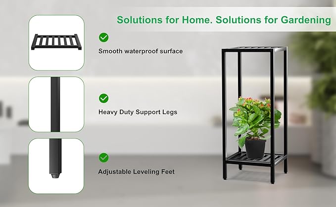 Zhongma 2 Tier 30" Tall Indoor Outdoor Plant Stand Heavy Duty Metal Flower Stand for Patio, Home, Garden, 220 LBS Capacity & Heavy Duty Construction