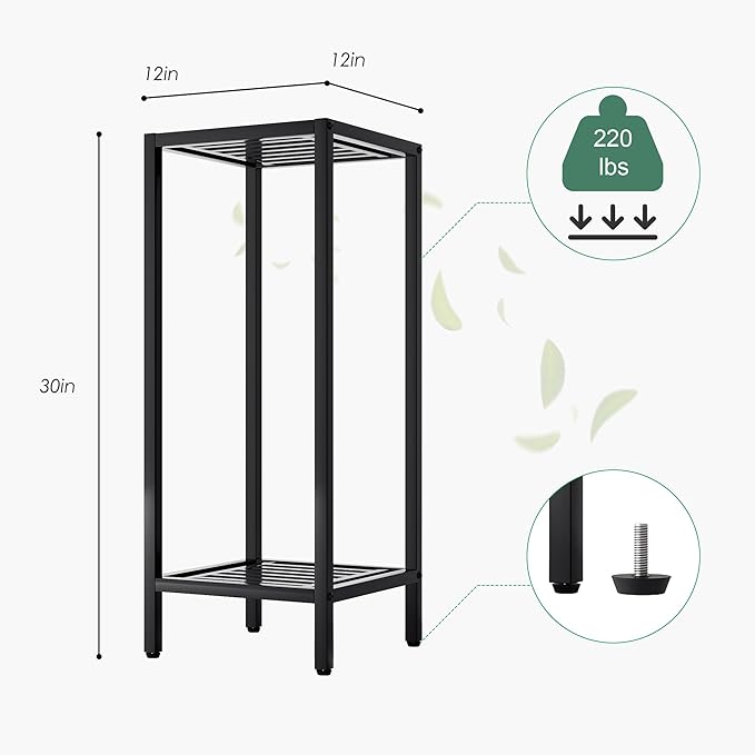 Zhongma 2 Tier 30" Tall Indoor Outdoor Plant Stand Heavy Duty Metal Flower Stand for Patio, Home, Garden, 220 LBS Capacity & Heavy Duty Construction