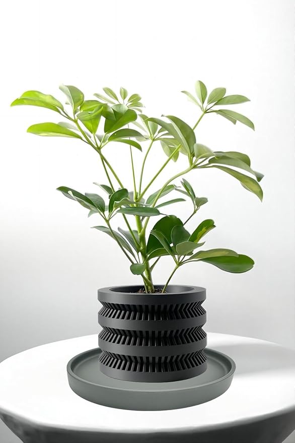 Ceramic Plant Saucer Pot Tray 10 Inch, Planter Saucers 4 5 6 7 8 9 10 11 12 13 Inch for Indoors Outdoor, Durable Sturdy Flower Drainage drip Water Tray for Glazed Pots Base (10.7 Inch-Grey)