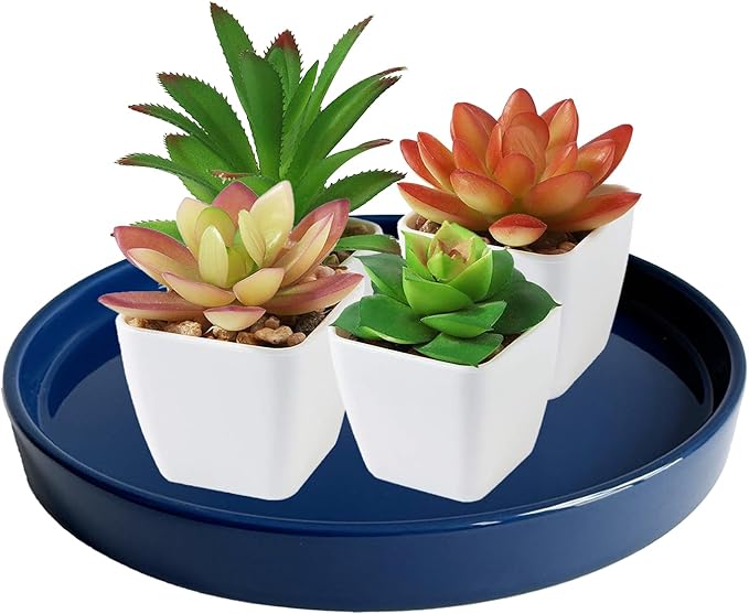 Ceramic Plant Saucer Pot Tray 12 Inch, Planter Saucers 4 5 6 7 8 9 10 11 12 Inch for Indoors Outdoor, Durable Sturdy Flower Drainage Tray for Glazed Pots Base (12.5 Inch-Blue)