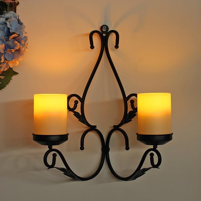 3 in 1 Lighting Chandelier with 4pcs Battery Operated Led Candle with Remote, Table Centerpiece for Indoor or Outdoor Gazebo, Patio Decoration, Black