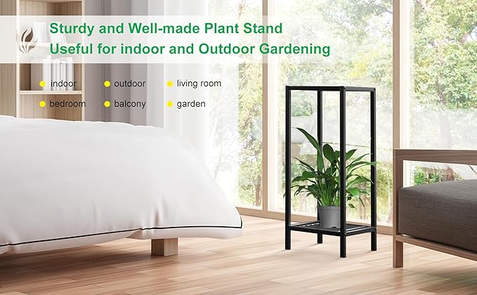 Zhongma 2 Tier 30" Tall Indoor Outdoor Plant Stand Heavy Duty Metal Flower Stand for Patio, Home, Garden, 220 LBS Capacity & Heavy Duty Construction