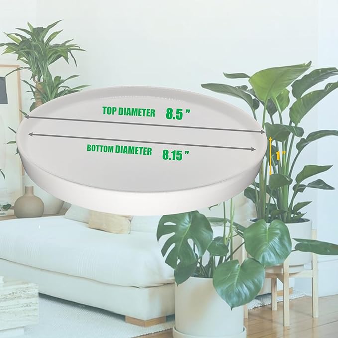 Ceramic Plant Saucer Plant Pot Tray 8 inch White, Planter Water Drip Trays for Plant Saucers Indoors, Thick Durable Sturdy Flower Pot Saucers for Glazing Pots Base, More Sizes 4-12 inch