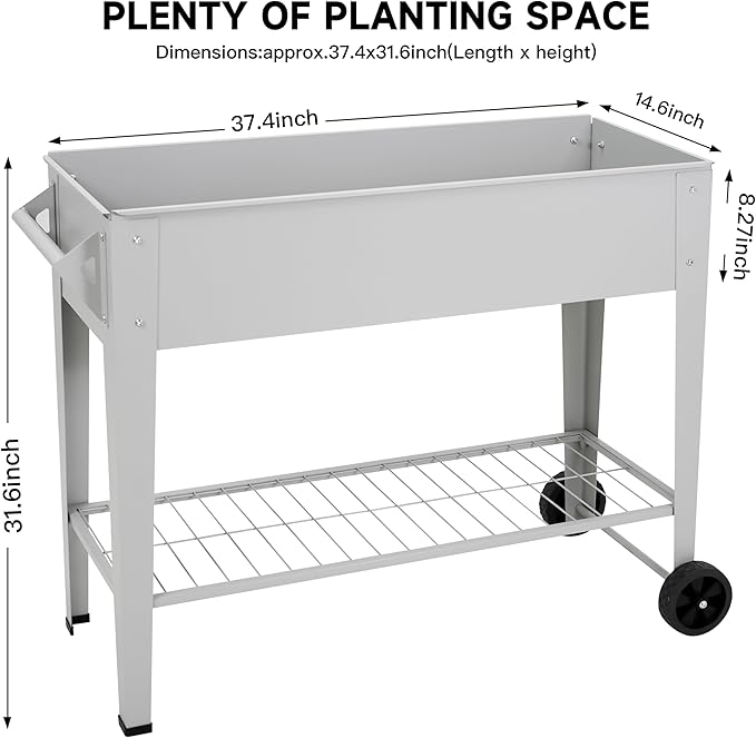 ๐๐๐ข๐ฌ๐๐ ๐๐๐ซ๐๐๐ง ๐๐๐ ๐๐ฎ๐ญ๐๐จ๐จ๐ซ Elevate Herb Garden Planter Box Outdoor Raised Planter Box with Legs On Wheels for Vegetables Flower Tomato Patio Backyard
