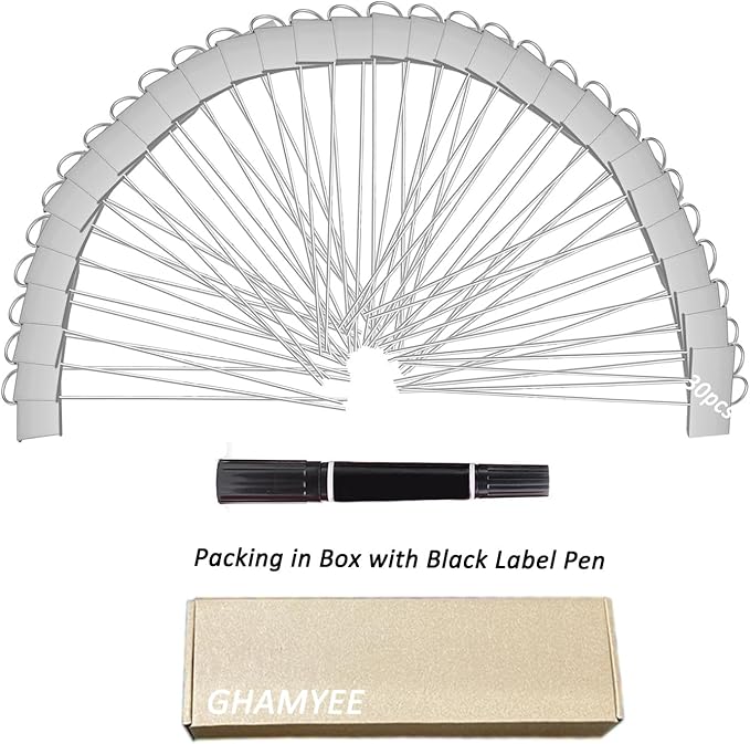 30pcs Plant Labels for Outdoor Garden Waterproof Plant Markers for Outdoor Plants, 11inch Metal Garden Plant Tags and Labels for Herbs Vegetable Seedlings Greenhouse(Silver)