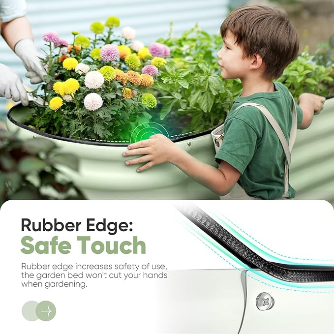 KING BIRD Raised Garden Bed 2.85 ft Tall 9 in 1 Galvanized Planter Garden Box Outdoor for Gardening, Deep Root Vegetables, Flowers 94.5X23.6X34.2 in, Light Green