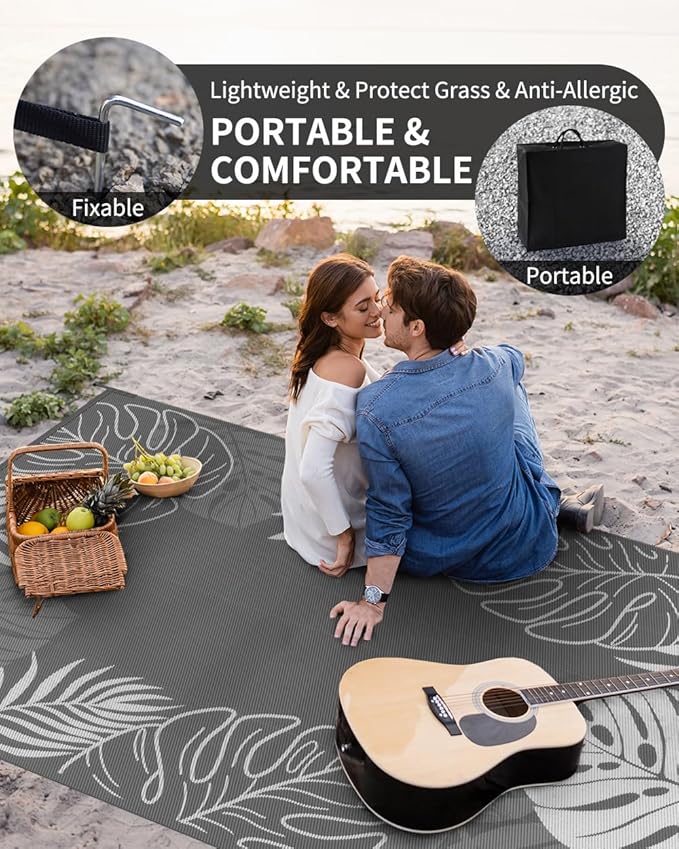 COCOER Tropical Outdoor Rug 8x10 Reversible-Waterproof Patio Rug-Quick Dry Outdoor Carpet-Outdoor Area Rugs Indoor Outdoor Rugs-Outside Rug Patio Decor for Porch Deck Balcony Backyard