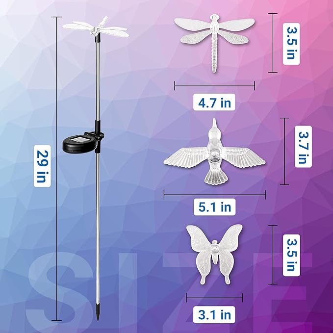 SOLPEX Solar Garden Lights, 6 Pack Solar Butterfly Lights Yard Decorations, Multi-Color Changing LED Solar Light Stakes, Solar Yard Lights for Garden, Patio & Lawn, Solar Bird Lights