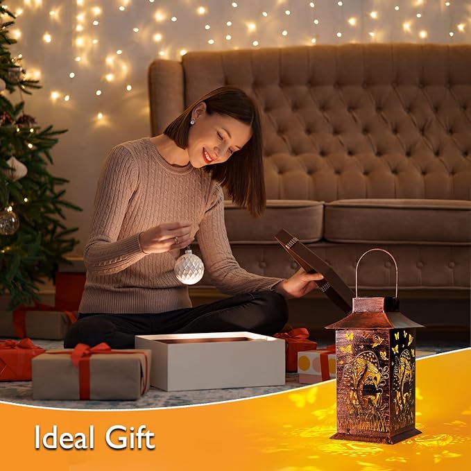 Homemory Mushroom Solar Lanterns Waterproof, Metal Hanging Hollowed-Out Metal Decor Lantern, LED Outdoor Decoration for Outside LED Lanternse for Yard, Backyard, Porch, Lawn