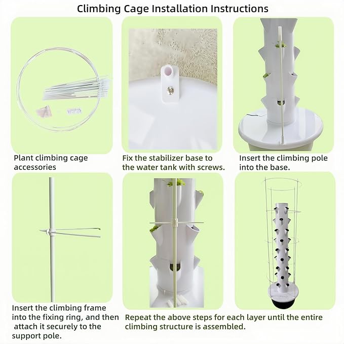 Hydroponic System Kit, Hydroponic Vertical Garden, Lettuce & Herb Starter Kit, with 36 Plant Holes, 9-Tier Indoor Outdoor Growing Tower with Climbing Trellis and Timer