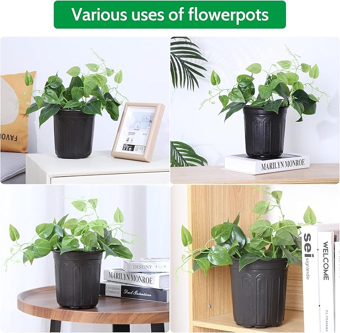 JERIA 50-Pack 1 Gallon Flexible Plant Nursery Pots with 50Pcs Plant Labels,Thickened Soft Plastic Seedling Pots,Seed Starting Pot Flower Plant Container for Succulents,Seedlings