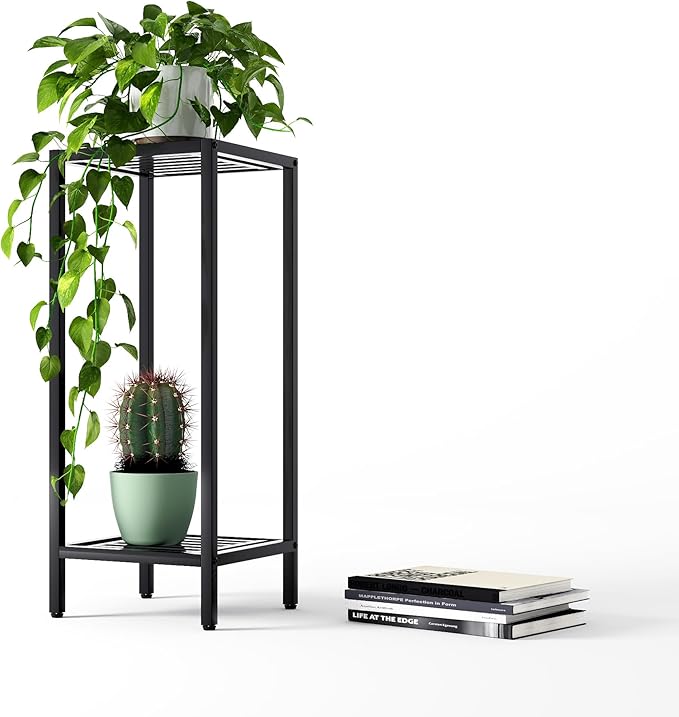 Zhongma 2 Tier 30" Tall Indoor Outdoor Plant Stand Heavy Duty Metal Flower Stand for Patio, Home, Garden, 220 LBS Capacity & Heavy Duty Construction