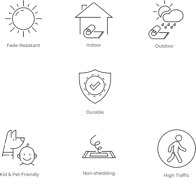 JONATHAN Y SMB106G-8 Charleston Vintage Filigree Textured Weave Indoor Outdoor Area Rug Classic Coastal Easy Cleaning Bedroom Kitchen Backyard Patio Non Shedding, 8 X 10, Black/Gray