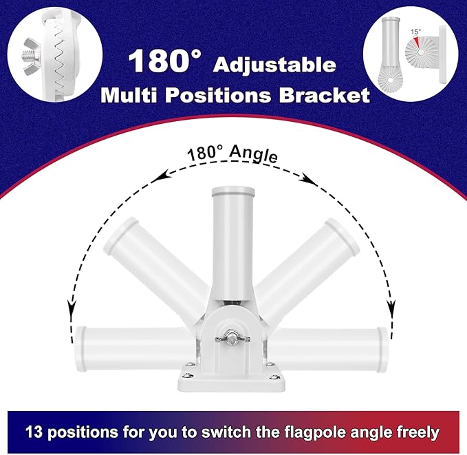 ZMTECH 2 Pack 5FT White Flag Pole Kit with Solar Light and Proud American Flag, Adjustable Bracket and Upgraded Tangle-Free Ring 1" Stainless Steel Flagpole for Day and Night, Residential, Commercial
