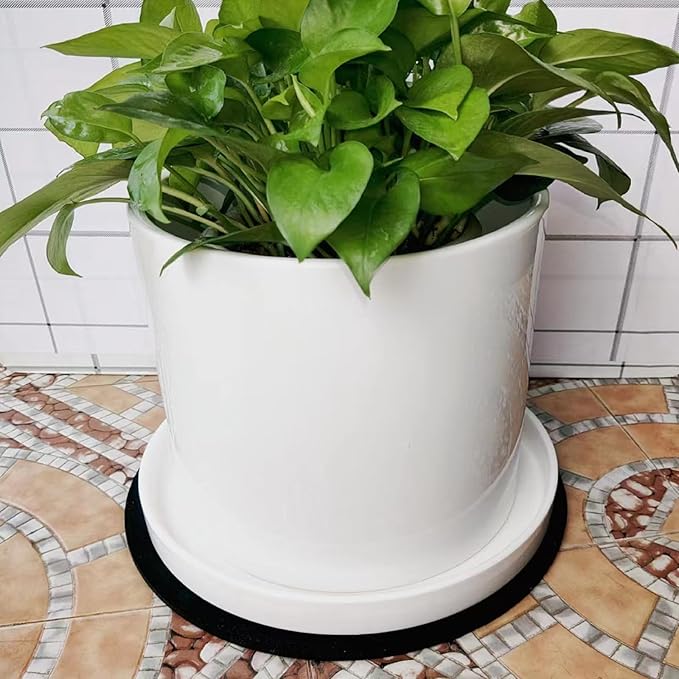 Ceramic Plant Saucer Pot Tray 12 Inch, Planter Saucers 4 5 6 7 8 9 10 11 12 Inch for Indoors Outdoor, Durable Sturdy Flower Drainage Tray for Glazed Pots Base (12.5 Inch-White)
