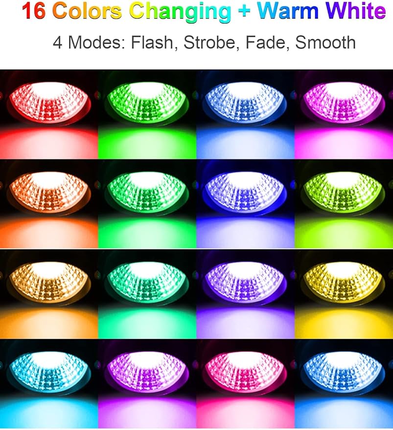 ZUCKEO 15W Christmas Spotlights Outdoor Spot Lights RGB Color Changing Landscape Lights, 120V Waterproof LED Spotlight with Remote & Plug for Yard Garden Path House Halloween Decorations (2Pack)