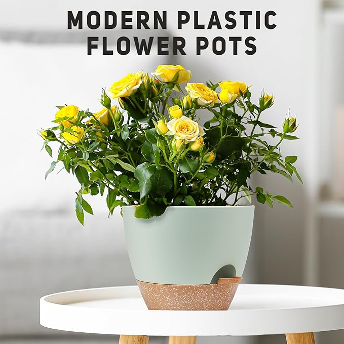 12 inch Large Self Watering Plant Pots, Flower Pots Planters with Multi Mesh Drainage Holes for Indoor Outdoor Garden Plants and Flowers