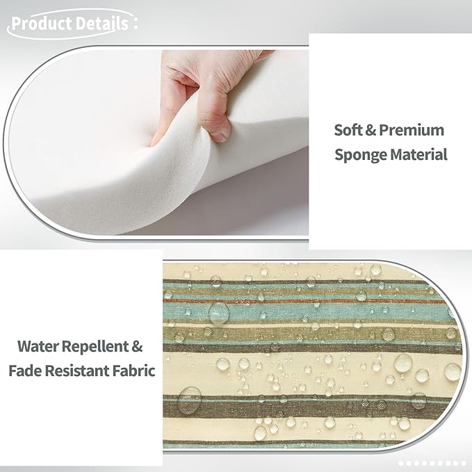 Indoor/Outdoor Chair Cushions 16x17 Inch, Patio Chair Cushions with Ties, All Weather Seat Cushions for Patio Furniture Home Garden Chair Use, Set of 4,Stripe Onyx