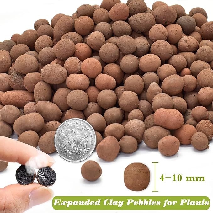 ZeeDix 12LB Expanded Clay Pebbles for Plants Hydroponic, 4mm-16mm Clay Leca Balls Hydroponic Rocks Growing Medium Potting Stones for Indoor Plants Drainage, Aquaponics, Natural Orchid Pebbles Balls