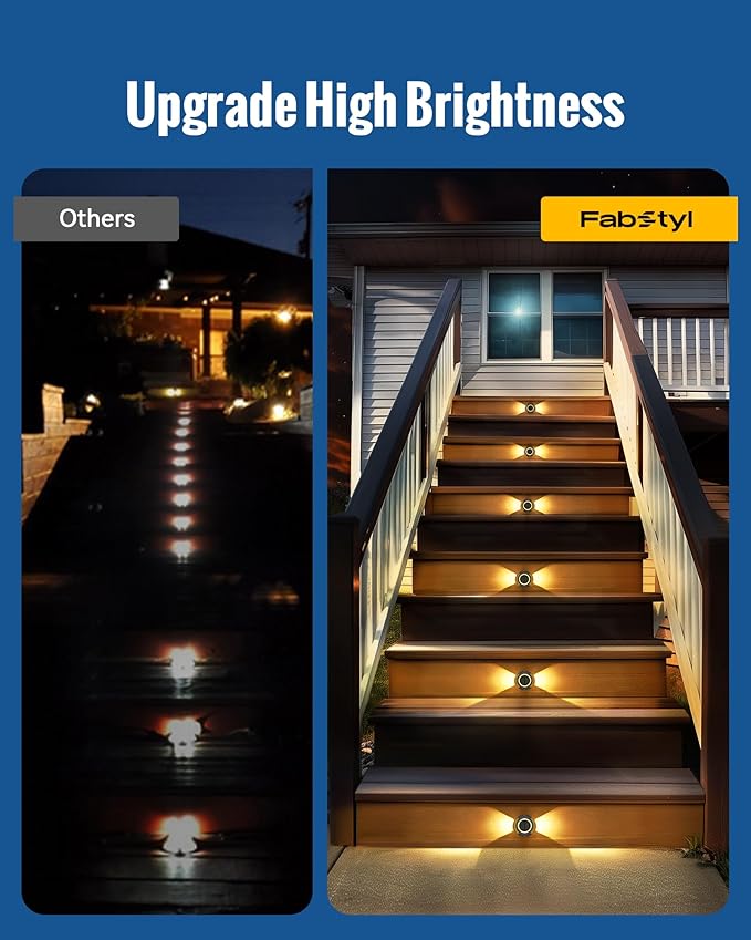 Solar Deck Dock Walkway Decorative Lights Outdoor Waterproof 12 Pack, 2 Colors in 1 Double-Sided LED Solar Driveway Lights for Road Marker Stair Pathway Patio Yard, Black
