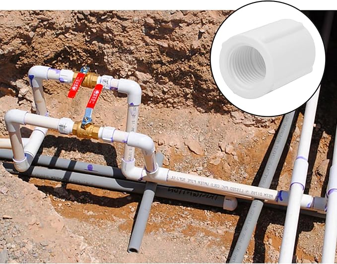 10Pack 1/2" Double Female Thread PVC Pipe Coupling Adapter Pipe Fitting Connector SCH40 1/2Inch Female to Female Threaded PVC Coupling Pipe Fitting for Sprinkler,Irrigation,Swimming Pools