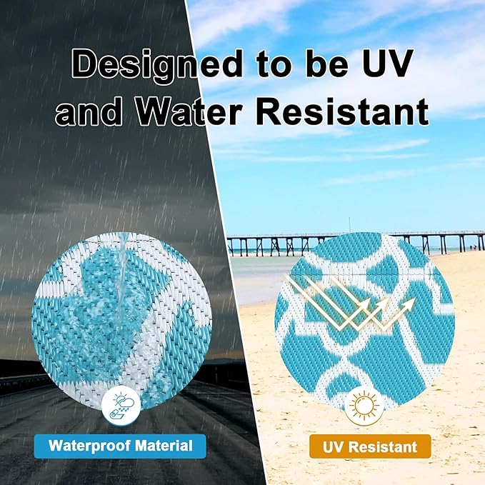 HEBE Outdoor Rug Waterproof 5x8, Plastic Straw Rug Camping Rug, Reversible Outdoor Patio Rugs RV Mat Clearance, Indoor Outside Floor Carpet for Porch,Deck,Camper,Balcony,Backyard