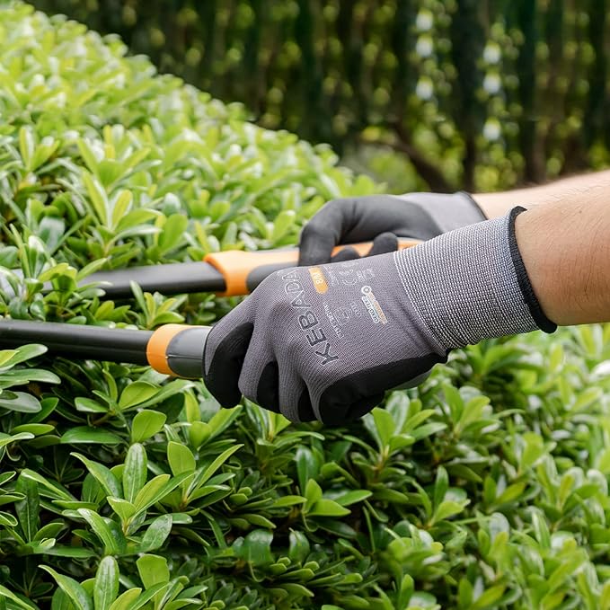 Kebada W2 Safety Work Gloves, Micro-Foam Nitrile Coated Gloves, Touchscreen,Ideal for Package Handling, Gardening, Construction, 1 Pair Large