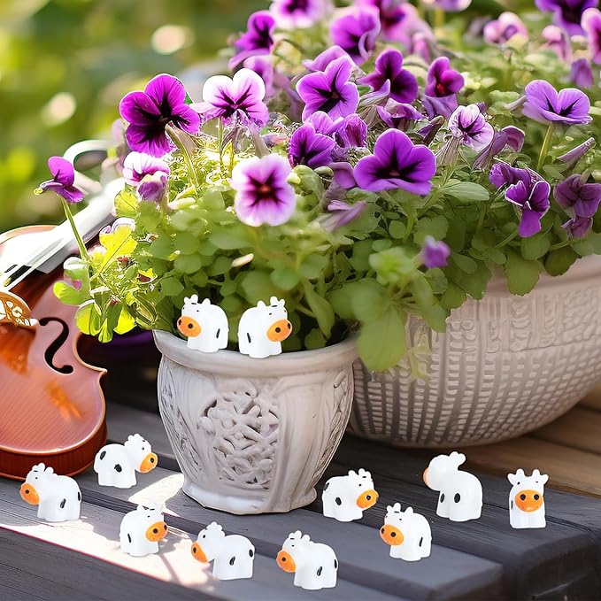 138 Pcs Mini Resin Cows Bulk Animals for Hiding Small Plastic Cows Statues Little Perfect for Forest Figures and More Adorable Landscape Fairy Outdoor Moss Garden DIY Ornament