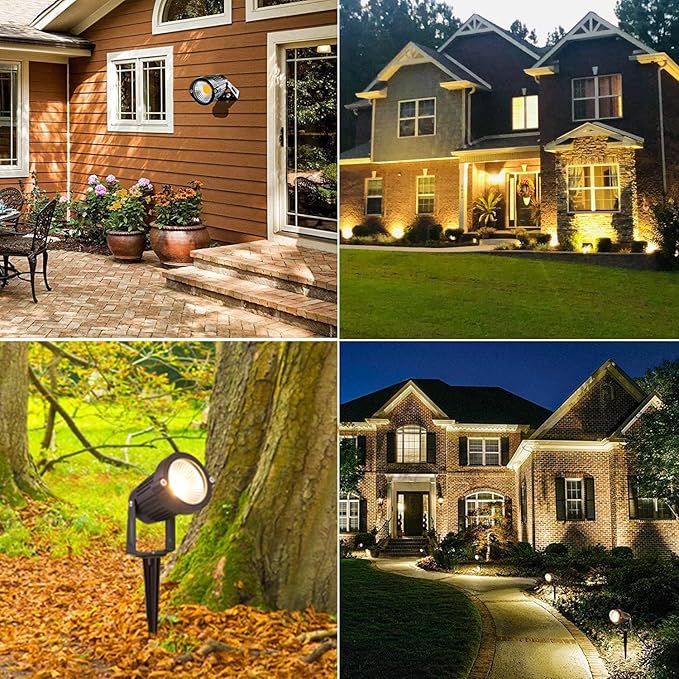 ZUCKEO Low Voltage Landscape Lights 5W LED Landscape Lighting 12V 24V Outdoor Spotlights Waterproof Garden Decorative Landscaping Warm White Lights for Patio Garden Pathway Floor Yard Decor(6 Pack)