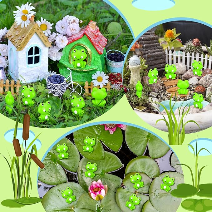200 Pcs Mini Frog Garden Decor Green Frog Figurines Tiny Frogs Bulk Plastic Frogs Little Frogs for Fairy Moss Landscape DIY Craft Accessories Home Ornament Dollhouse(Luminous Style)