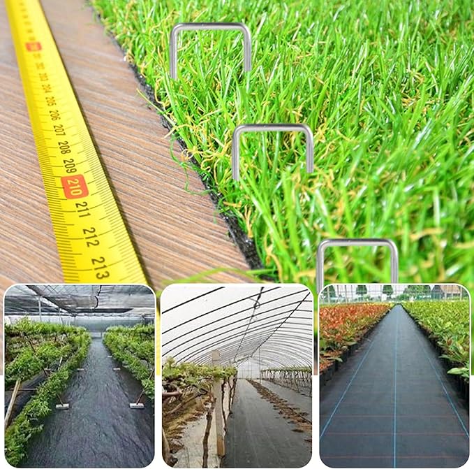 100 Pack Sturdy Garden Landscape Staples, 6 Inch Galvanized Steel Sod Pins Anti-Rust Stakes for Weed Barrier, Christmas Decorations and Landscaping Fabric.