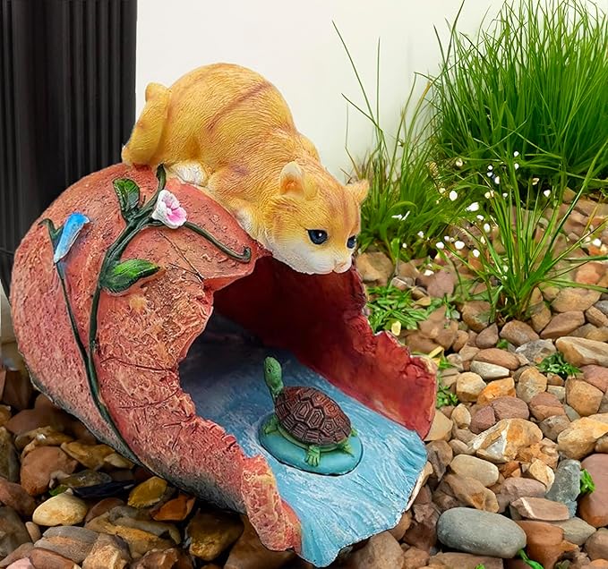 Teaeeno Orange Cat Decor Statue Gutter Downspout Extension Decorative,Animal Statue Outdoor Decor,3"Ć4" Rain Gutter Downspout Splash Block,Garden Splash Block Outdoor Sculpture,Rain Downspout Diverter