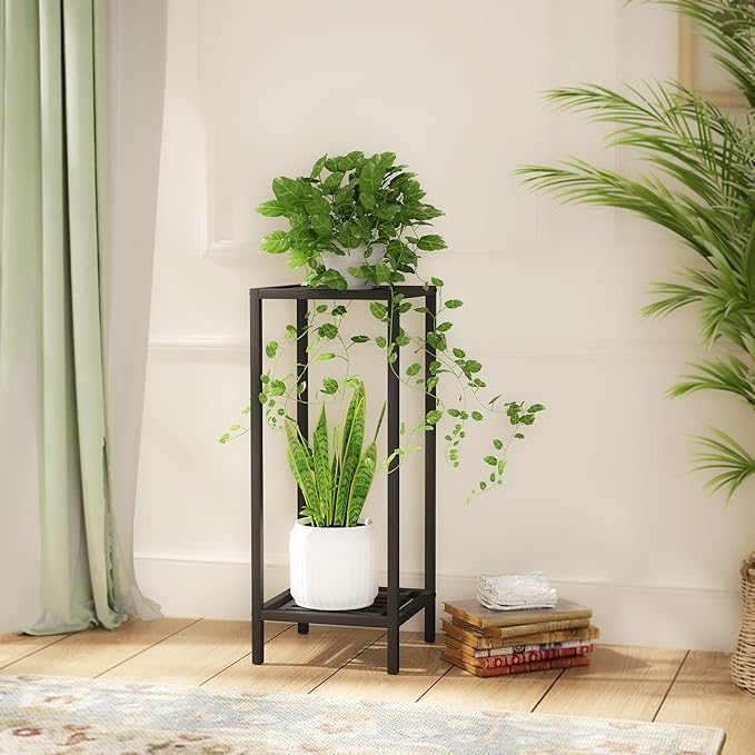 Zhongma 2 Tier 30" Tall Indoor Outdoor Plant Stand Heavy Duty Metal Flower Stand for Patio, Home, Garden, 220 LBS Capacity & Heavy Duty Construction