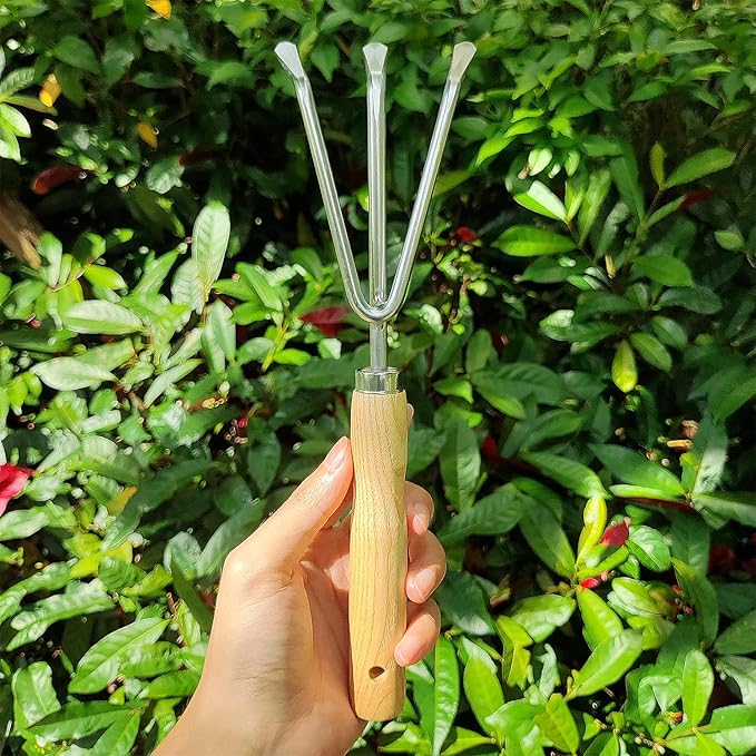 Japanese Hand Cultivator Garden Tool - Hand Rake - Garden Cultivator Hand Tools for Weeding and Turning Soil, Heavy Duty Stainless Steel Blade Gardening Hand Tool with Hang Hole