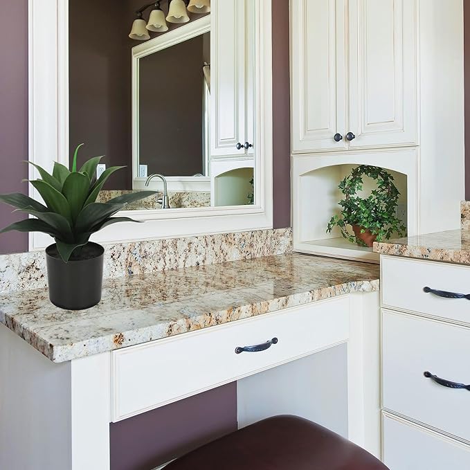 JUSTOYOU 14" Large Artificial Succulent Faux Agave Plant in Pot, Fake Potted Desk Plant Realistic Greenery Artificial Plants for Indoor Office Home Decor Bathroom Kitchen Shelf (Dark Green)