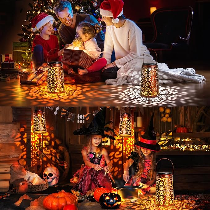 JSOT Solar Lanterns - Solar Lanterns Lights Outdoor Waterproof Gift for Women Mom Grandma, Metal Hanging Lights Decorative for Patio Garden Yard Backyard Porch Table Tree , Cool/Warm Light, 2 Pack