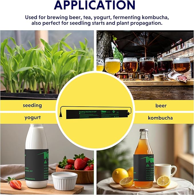 iPower 3" x 20" Seeding Heat Mat with Temperature Adjustable Knob and Thermometer, Durable Warm Hydroponic Plant Germination Starting Pad