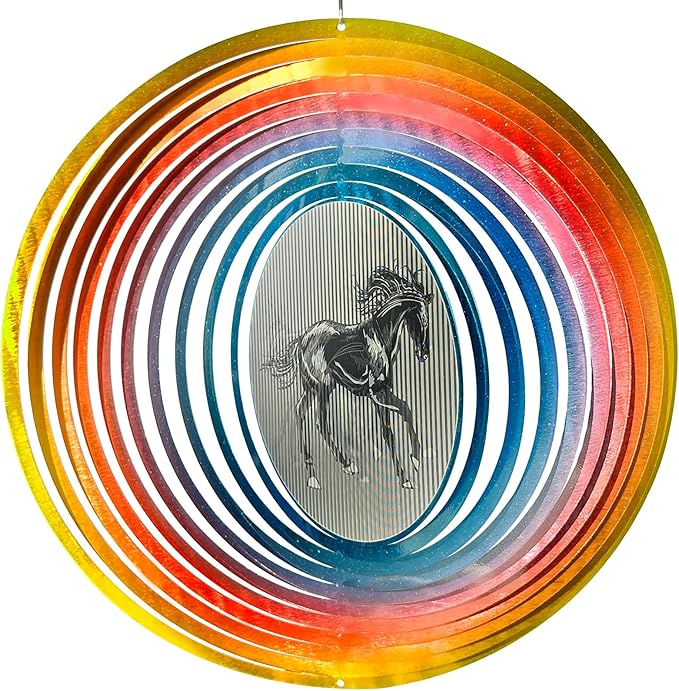3D Animations Horse Wind Spinner for Yard and Garden,12Inch Wind Spinners Outdoor Horse Memorial Gift for Women Mom Grandma Wife,Garden Decor Metal Kinetic Yard Art Wind Sculpture