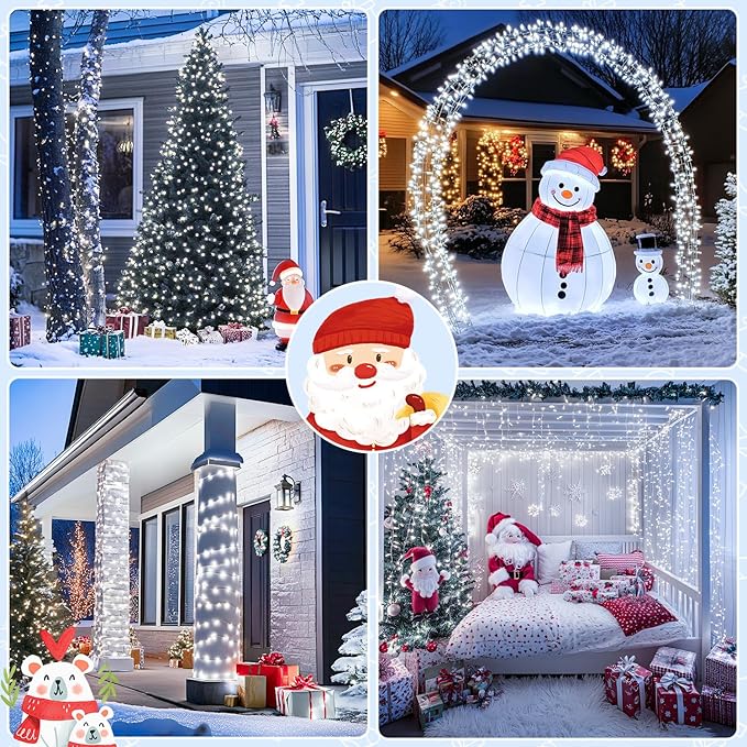 JMEXSUSS 132ft 400 LED Cool White Twinkle Lights for Christmas Tree, 8 Modes with Remote, Plug in for Bedroom Wedding Decoration