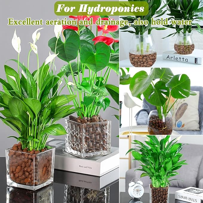 ZeeDix 12LB Expanded Clay Pebbles for Plants Hydroponic, 4mm-16mm Clay Leca Balls Hydroponic Rocks Growing Medium Potting Stones for Indoor Plants Drainage, Aquaponics, Natural Orchid Pebbles Balls